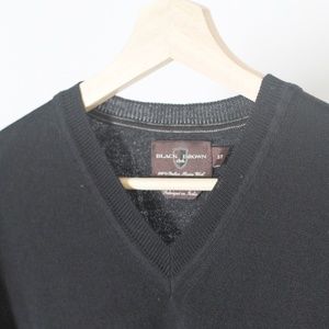 Black Brown 1826 Men's Black Wool V-Neck Sweater